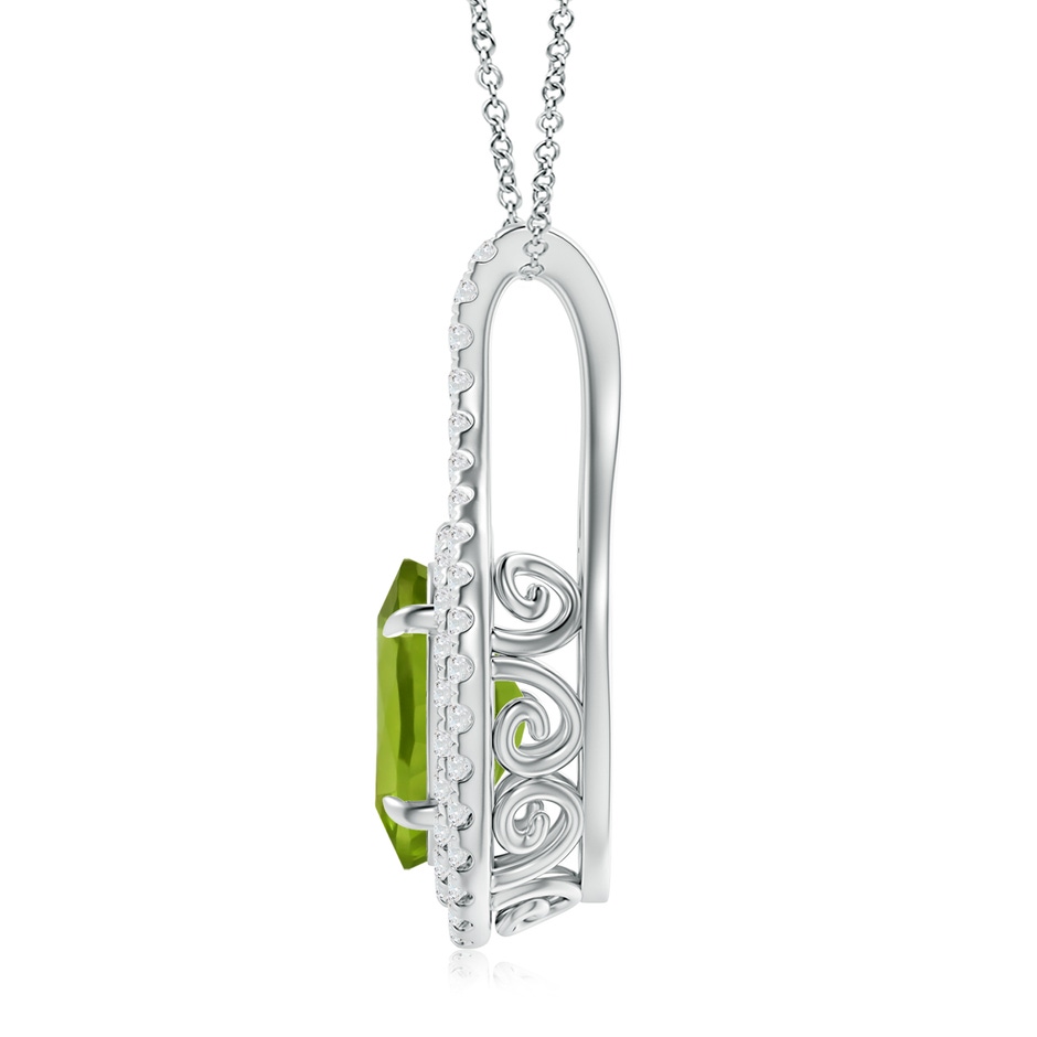 9.93x7.89x5.02mm AAA GIA Certified Oval Peridot and Diamond Double Halo Pendant in White Gold Side 199