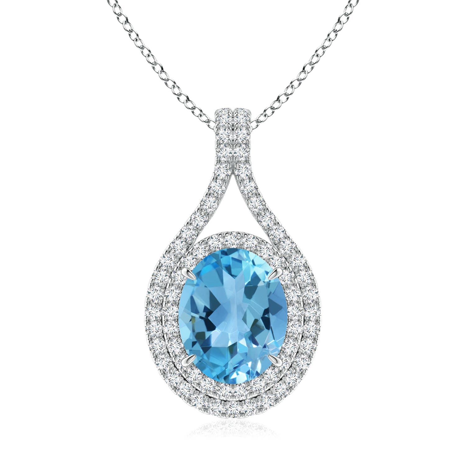 AA - Swiss Blue Topaz / 3.72 CT / 14 KT White Gold