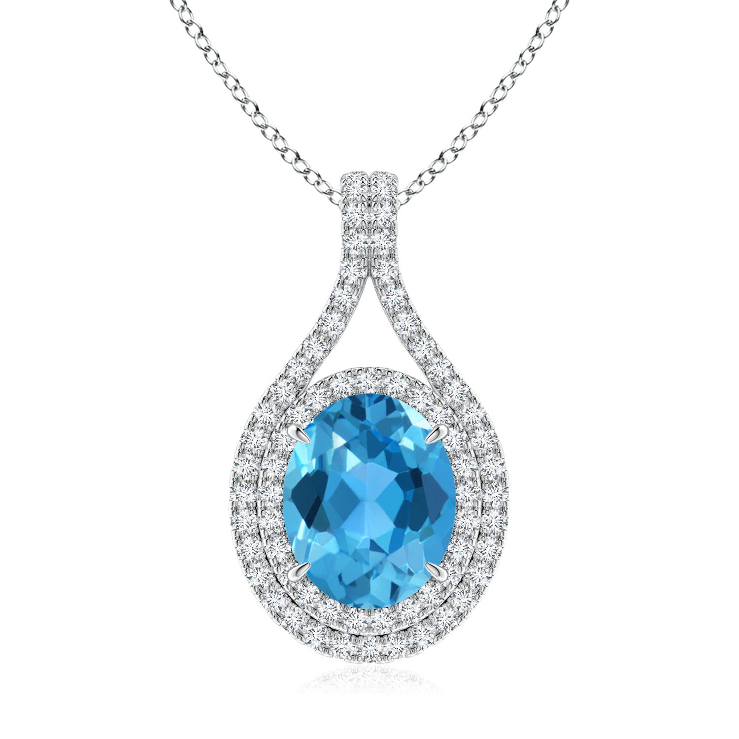 AAA - Swiss Blue Topaz / 3.72 CT / 14 KT White Gold