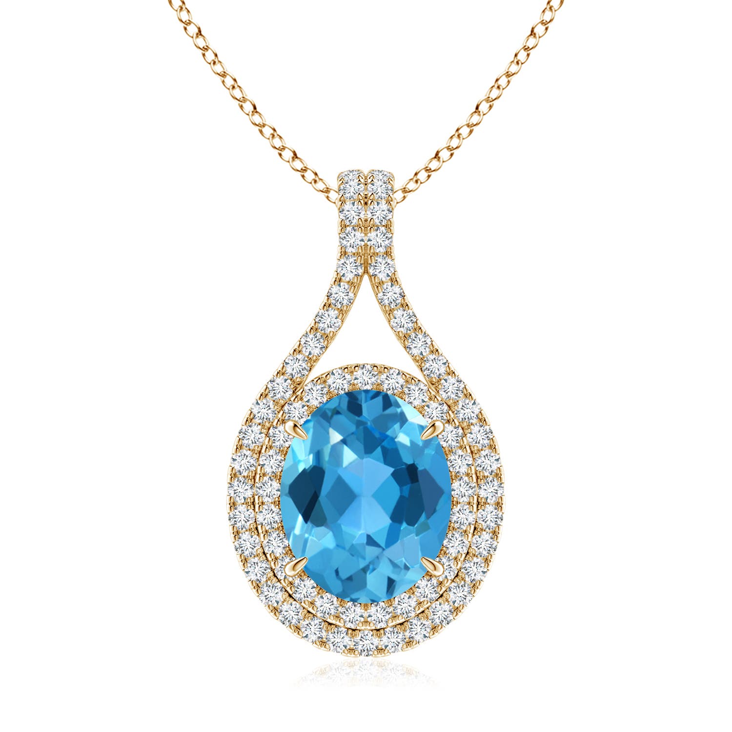 AAA - Swiss Blue Topaz / 3.72 CT / 14 KT Yellow Gold