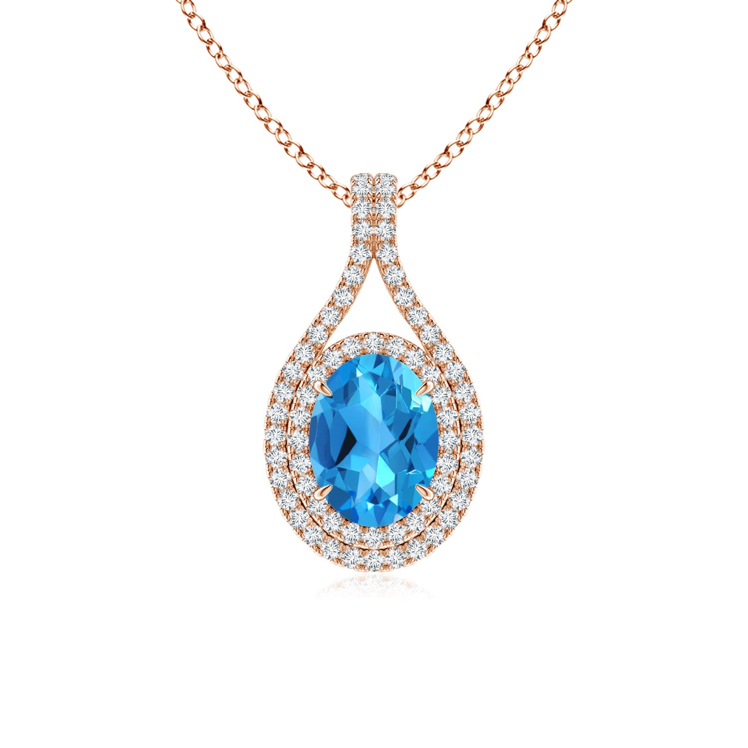 AAAA - Swiss Blue Topaz / 1.8 CT / 14 KT Rose Gold