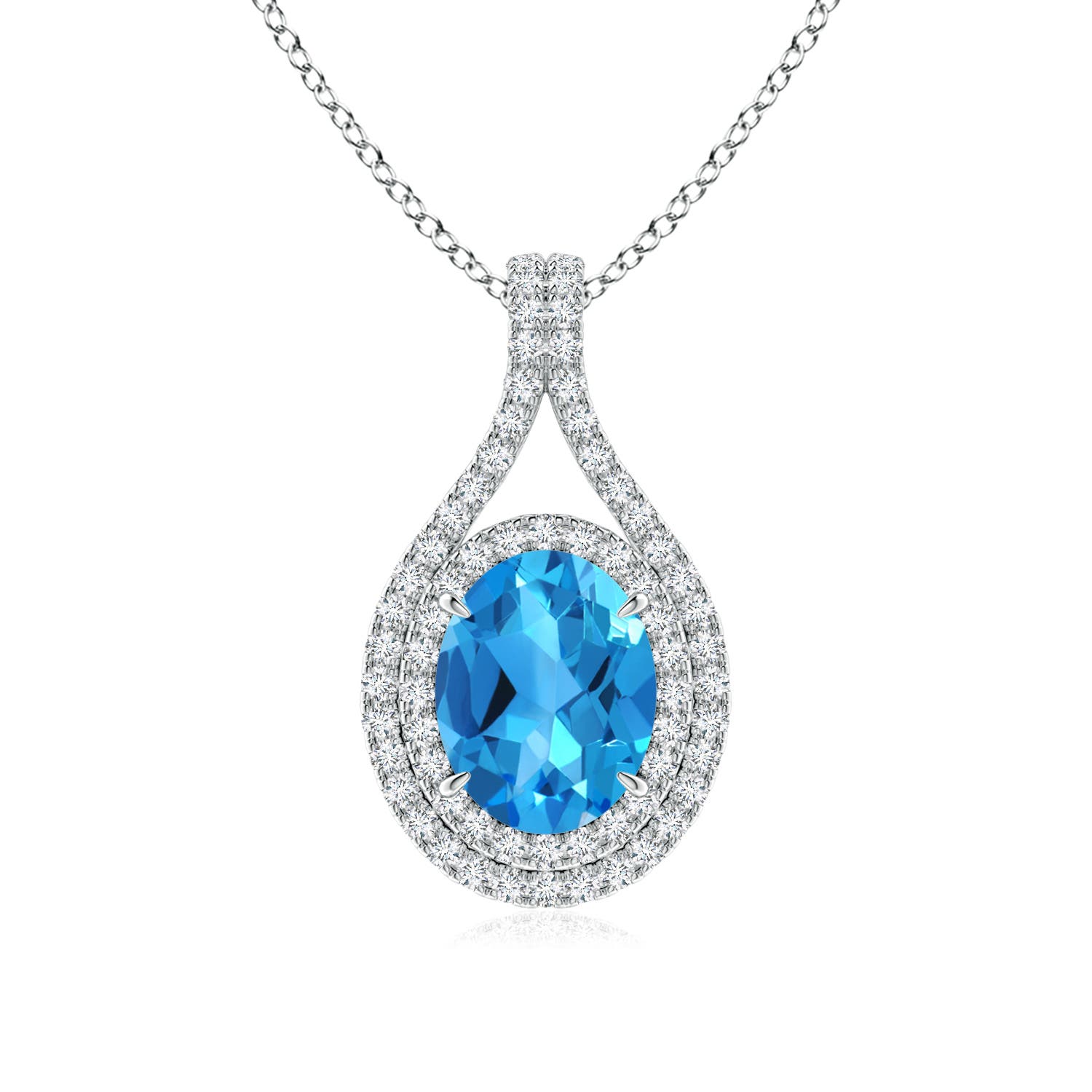 AAAA - Swiss Blue Topaz / 2.6 CT / 14 KT White Gold