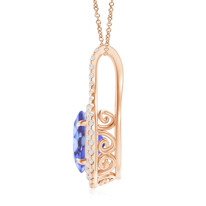10x8mm A Oval Tanzanite Double Halo Loop Pendant in Rose Gold product image