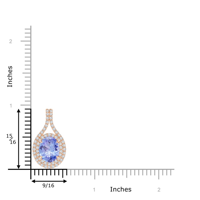 10x8mm A Oval Tanzanite Double Halo Loop Pendant in Rose Gold product image