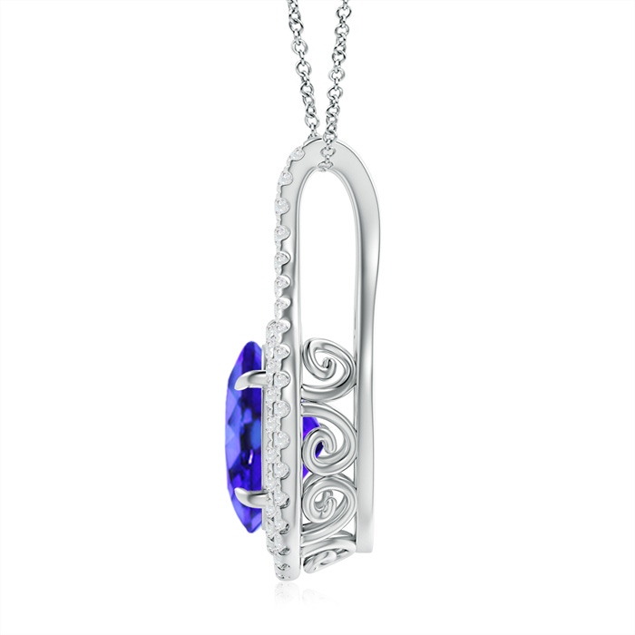 10x8mm AAA Oval Tanzanite Double Halo Loop Pendant in White Gold product image
