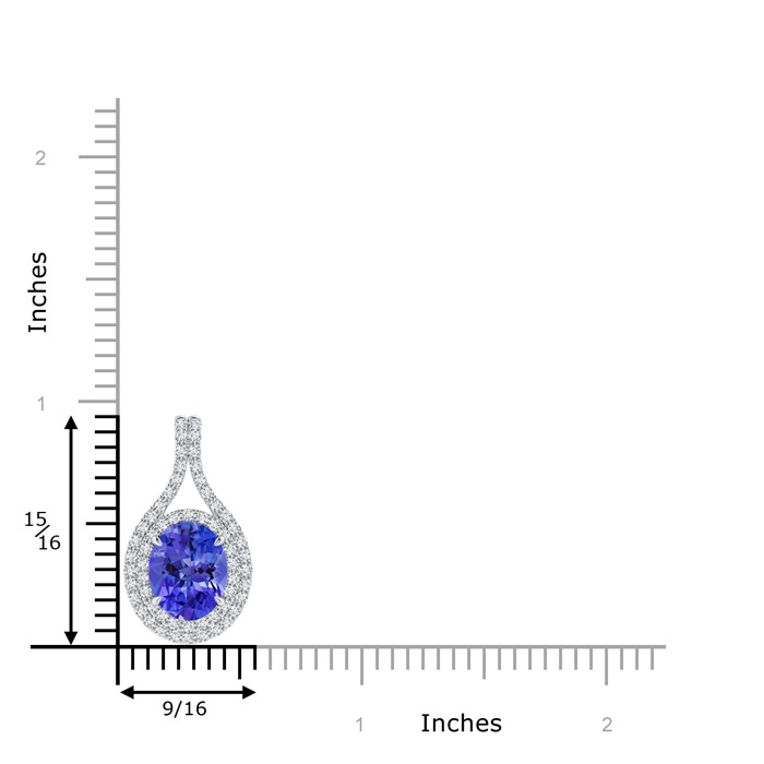 10x8mm AAA Oval Tanzanite Double Halo Loop Pendant in White Gold product image