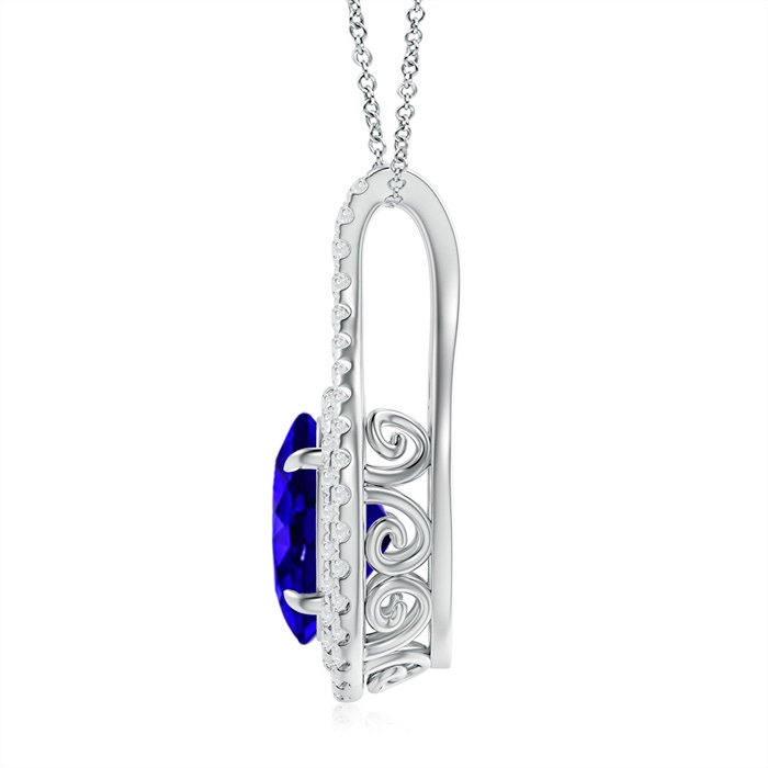 10x8mm AAAA Oval Tanzanite Double Halo Loop Pendant in White Gold Product Image