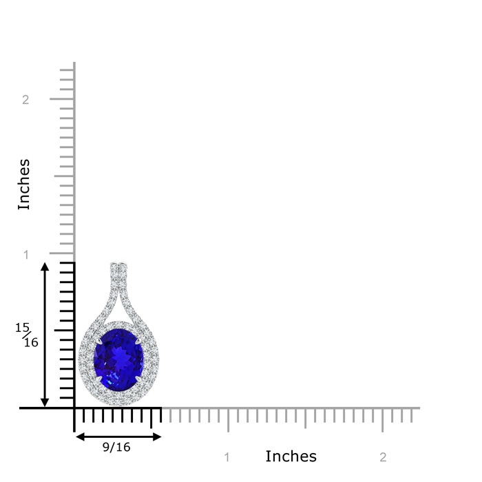 10x8mm AAAA Oval Tanzanite Double Halo Loop Pendant in White Gold Product Image