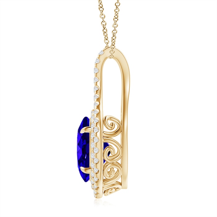 10x8mm AAAA Oval Tanzanite Double Halo Loop Pendant in Yellow Gold product image