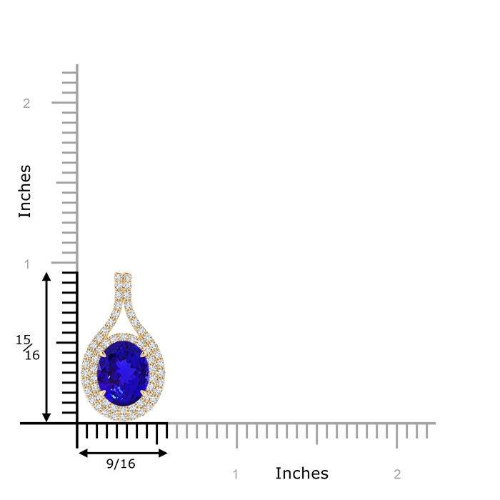 10x8mm AAAA Oval Tanzanite Double Halo Loop Pendant in Yellow Gold product image