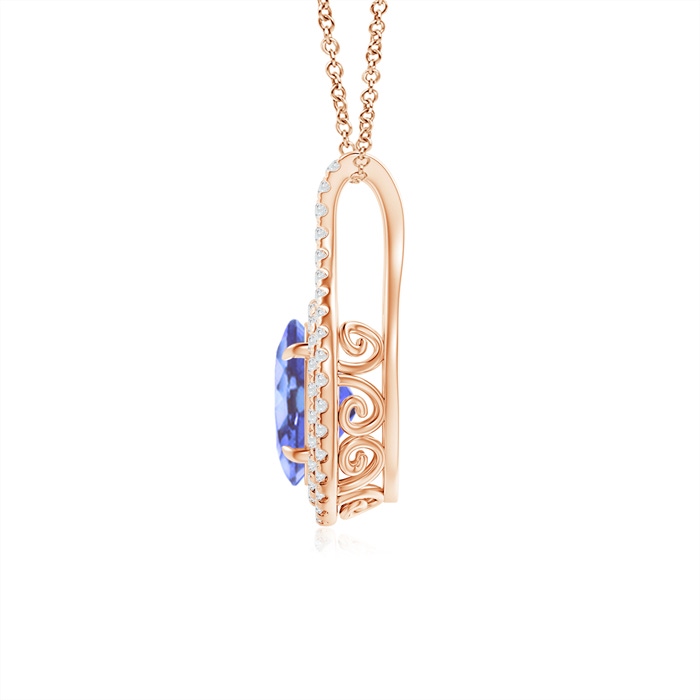 8x6mm A Oval Tanzanite Double Halo Loop Pendant in Rose Gold product image