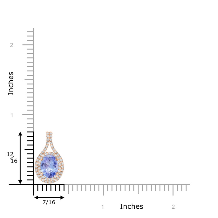8x6mm A Oval Tanzanite Double Halo Loop Pendant in Rose Gold product image