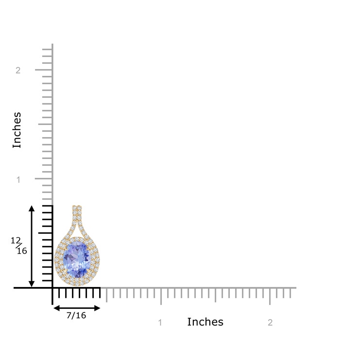 8x6mm A Oval Tanzanite Double Halo Loop Pendant in Yellow Gold product image