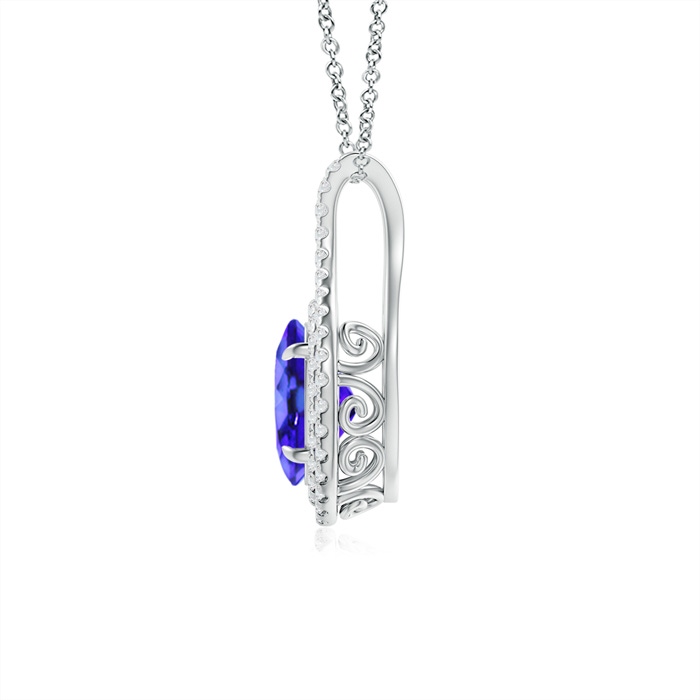 8x6mm AAA Oval Tanzanite Double Halo Loop Pendant in White Gold product image