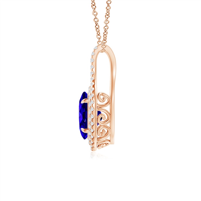 8x6mm AAAA Oval Tanzanite Double Halo Loop Pendant in Rose Gold product image