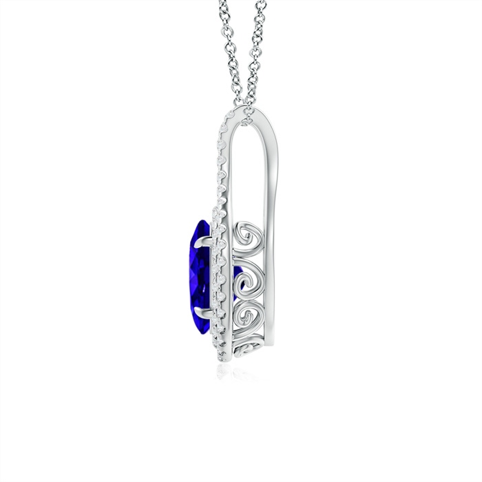 8x6mm AAAA Oval Tanzanite Double Halo Loop Pendant in White Gold product image