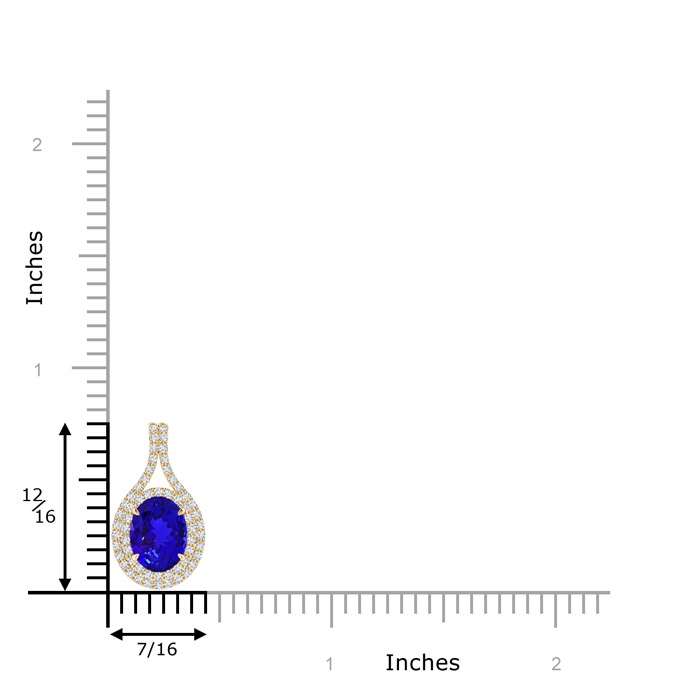 8x6mm AAAA Oval Tanzanite Double Halo Loop Pendant in Yellow Gold product image