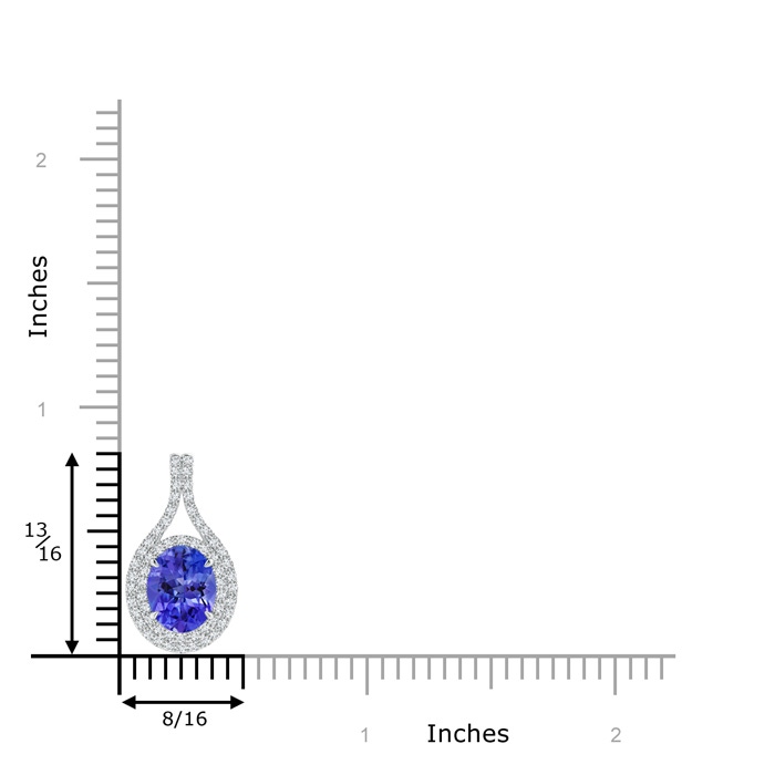 9x7mm AAA Oval Tanzanite Double Halo Loop Pendant in White Gold product image