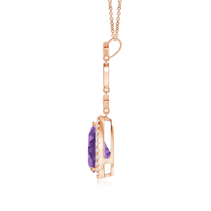 10x7mm A Amethyst Teardrop Pendant with Diamond Accents in Rose Gold product image