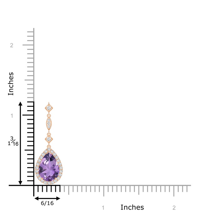 10x7mm A Amethyst Teardrop Pendant with Diamond Accents in Rose Gold product image