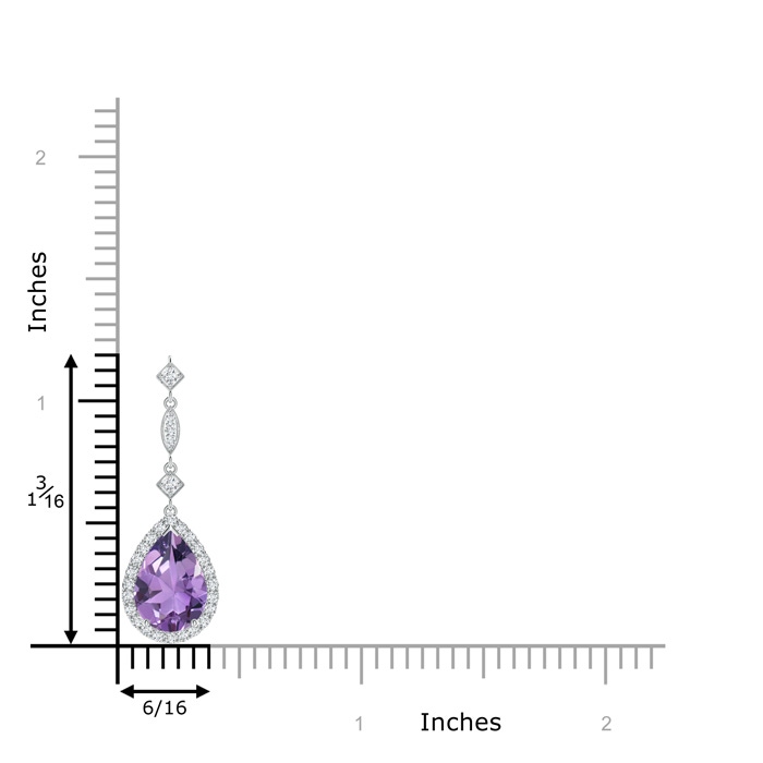 10x7mm A Amethyst Teardrop Pendant with Diamond Accents in White Gold product image