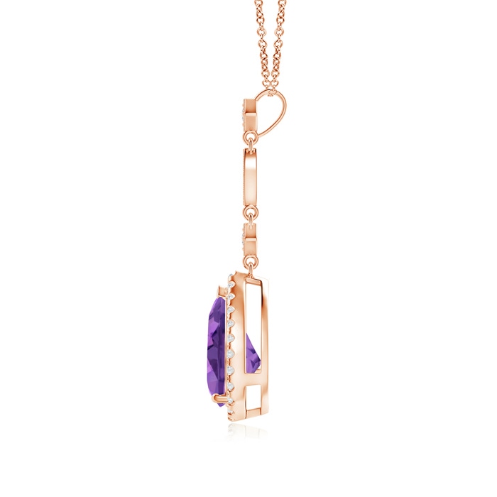 10x7mm AA Amethyst Teardrop Pendant with Diamond Accents in Rose Gold product image