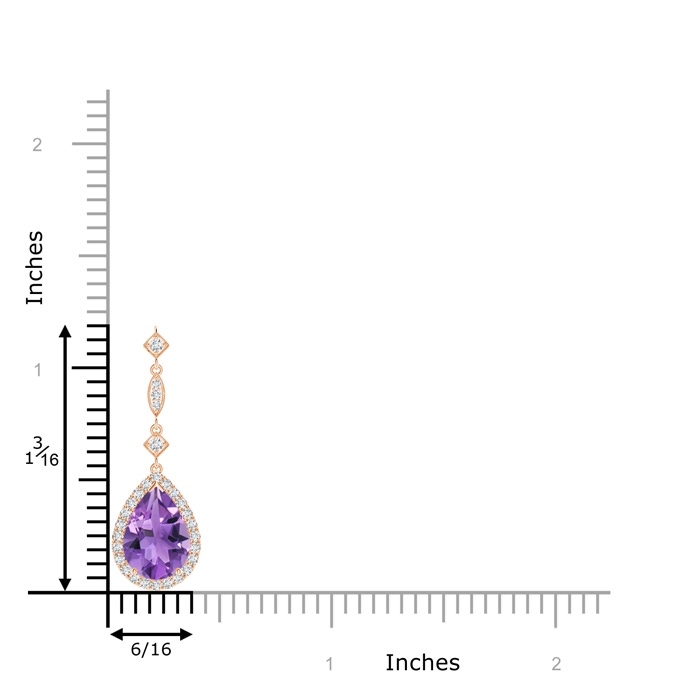 10x7mm AA Amethyst Teardrop Pendant with Diamond Accents in Rose Gold product image