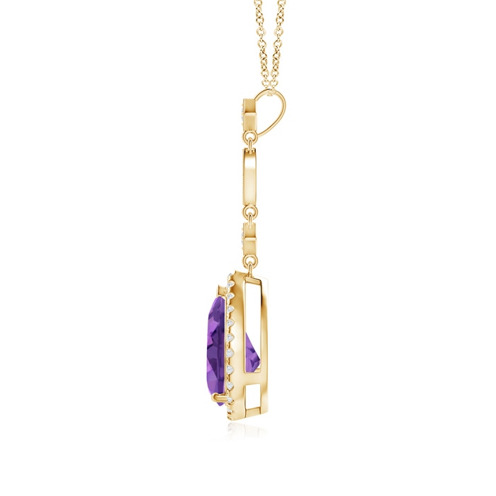 10x7mm AA Amethyst Teardrop Pendant with Diamond Accents in Yellow Gold product image