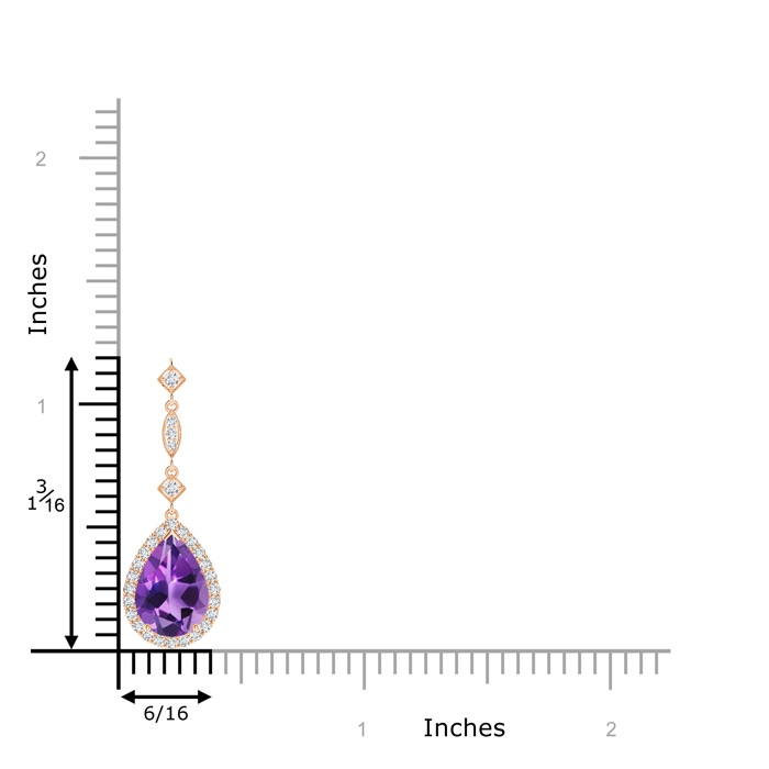 10x7mm AAA Amethyst Teardrop Pendant with Diamond Accents in Rose Gold product image