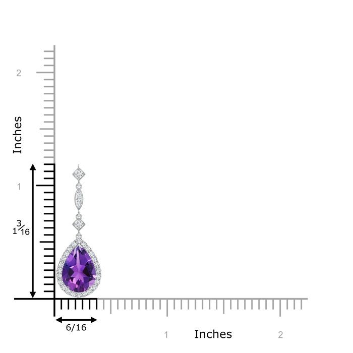 10x7mm AAAA Amethyst Teardrop Pendant with Diamond Accents in P950 Platinum product image