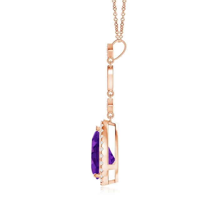 10x7mm AAAA Amethyst Teardrop Pendant with Diamond Accents in Rose Gold product image