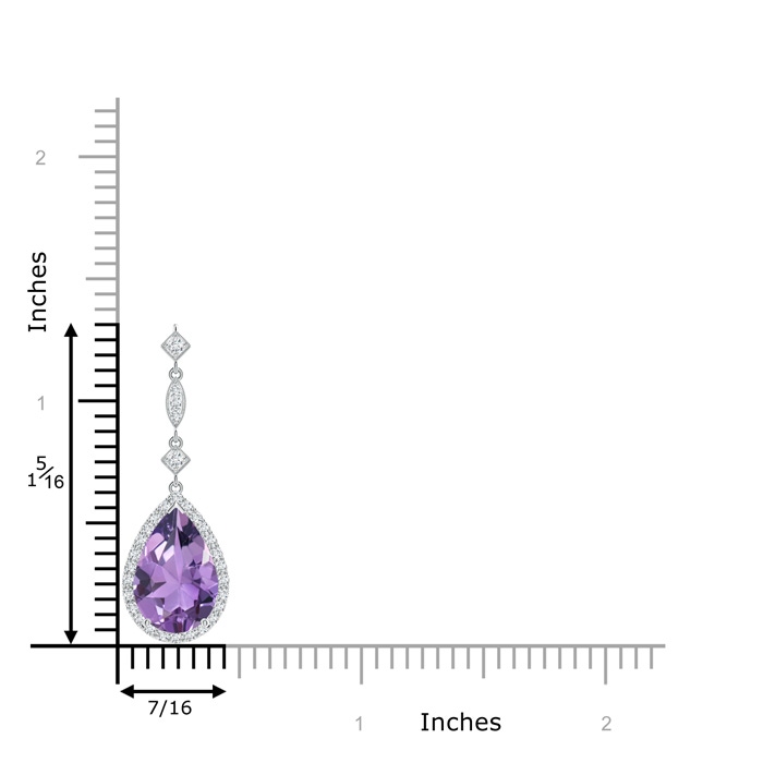12x8mm A Amethyst Teardrop Pendant with Diamond Accents in White Gold product image
