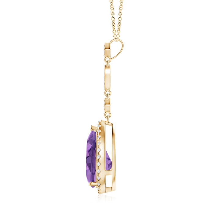 12x8mm A Amethyst Teardrop Pendant with Diamond Accents in Yellow Gold product image