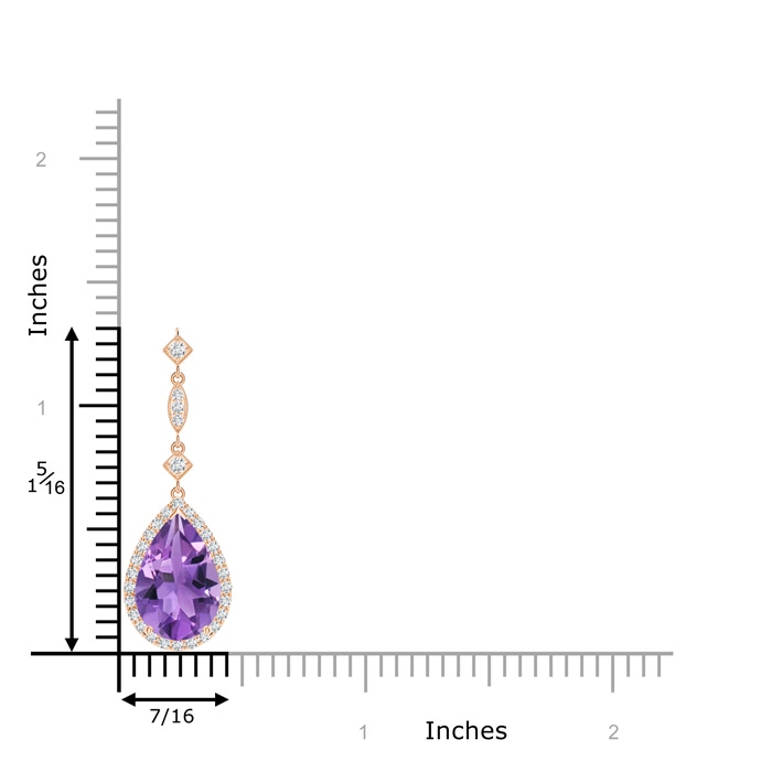 12x8mm AA Amethyst Teardrop Pendant with Diamond Accents in Rose Gold product image