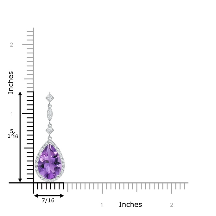 12x8mm AA Amethyst Teardrop Pendant with Diamond Accents in White Gold product image