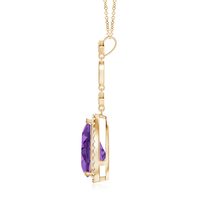 12x8mm AA Amethyst Teardrop Pendant with Diamond Accents in Yellow Gold product image