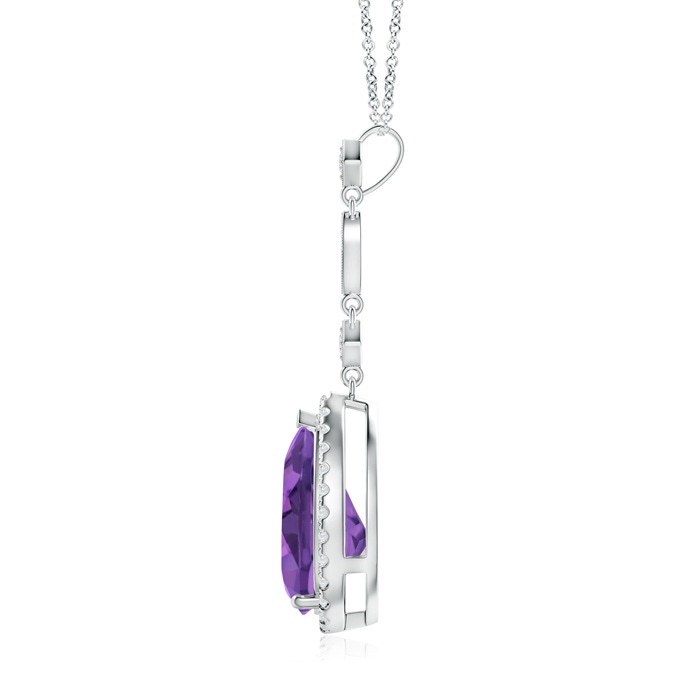 12x8mm AAA Amethyst Teardrop Pendant with Diamond Accents in White Gold product image