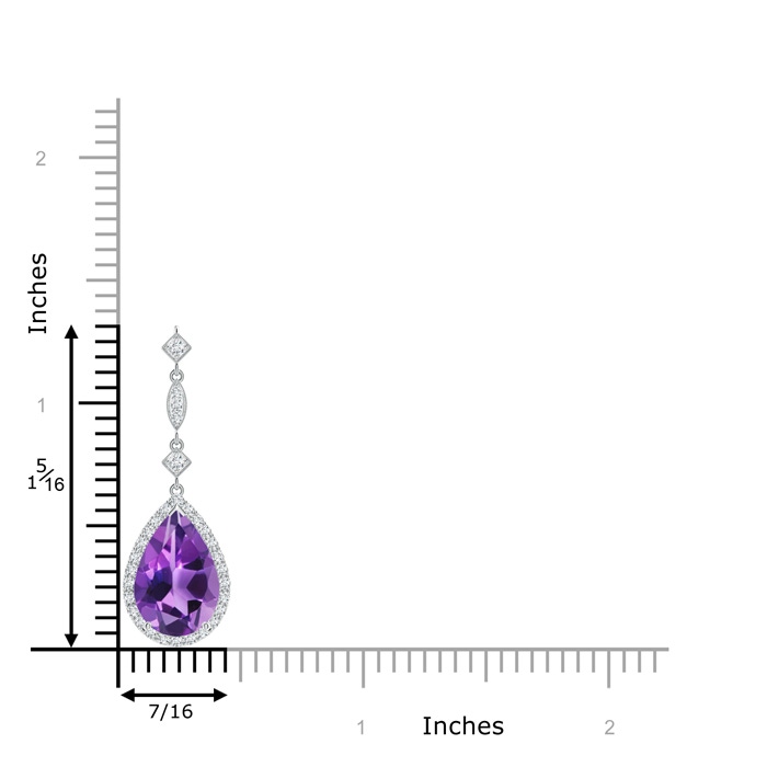 12x8mm AAA Amethyst Teardrop Pendant with Diamond Accents in White Gold product image