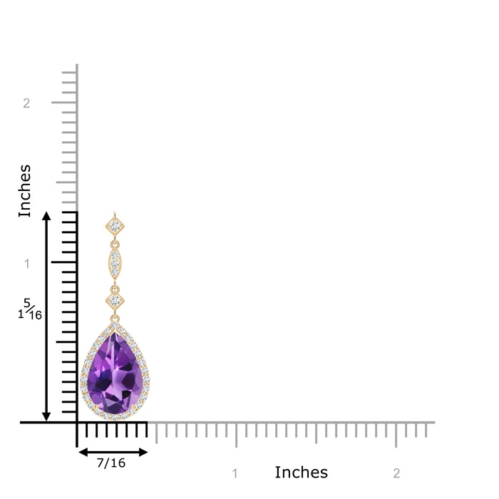 12x8mm AAA Amethyst Teardrop Pendant with Diamond Accents in Yellow Gold Product Image