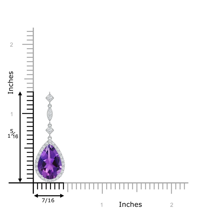 12x8mm AAAA Amethyst Teardrop Pendant with Diamond Accents in White Gold product image