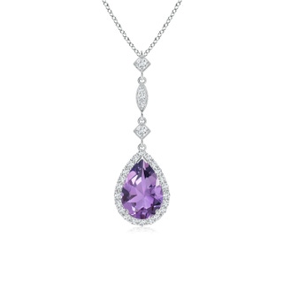 9x6mm A Amethyst Teardrop Pendant with Diamond Accents in White Gold