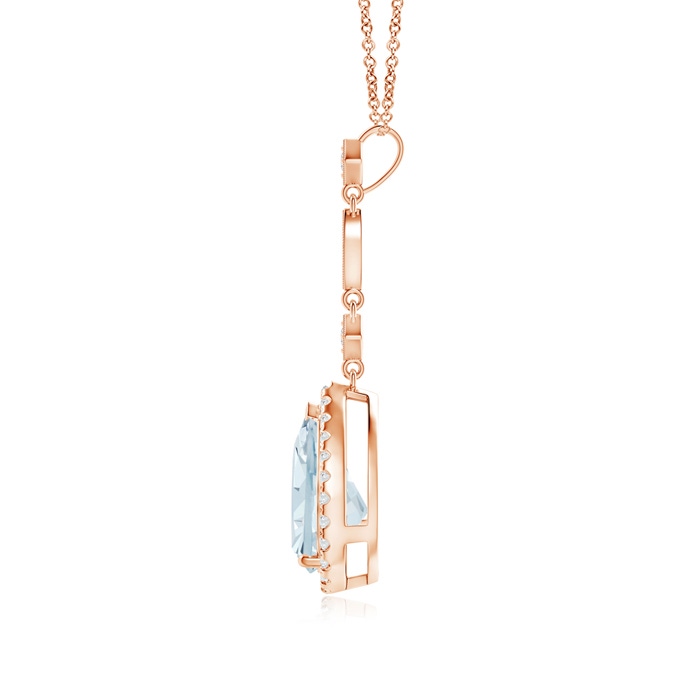 10x7mm A Aquamarine Teardrop Pendant with Diamond Accents in Rose Gold product image