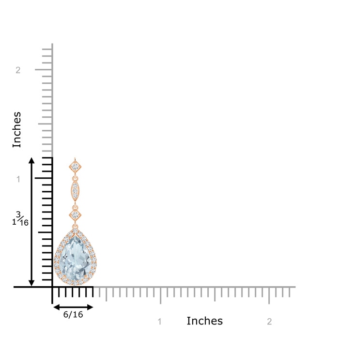 10x7mm A Aquamarine Teardrop Pendant with Diamond Accents in Rose Gold product image