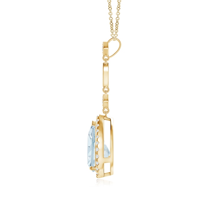 10x7mm A Aquamarine Teardrop Pendant with Diamond Accents in Yellow Gold product image