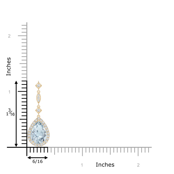 10x7mm A Aquamarine Teardrop Pendant with Diamond Accents in Yellow Gold product image
