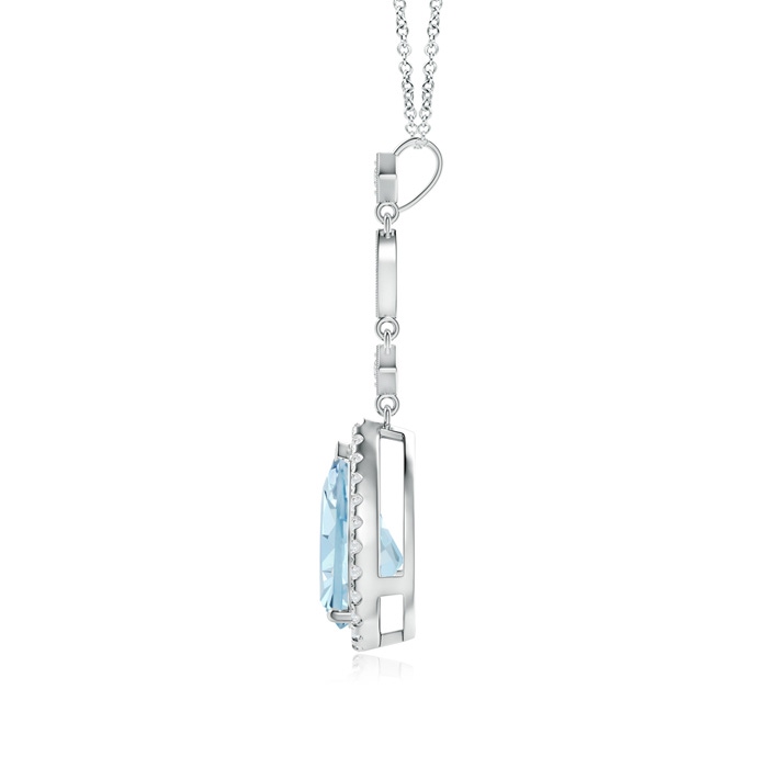 10x7mm AA Aquamarine Teardrop Pendant with Diamond Accents in P950 Platinum product image