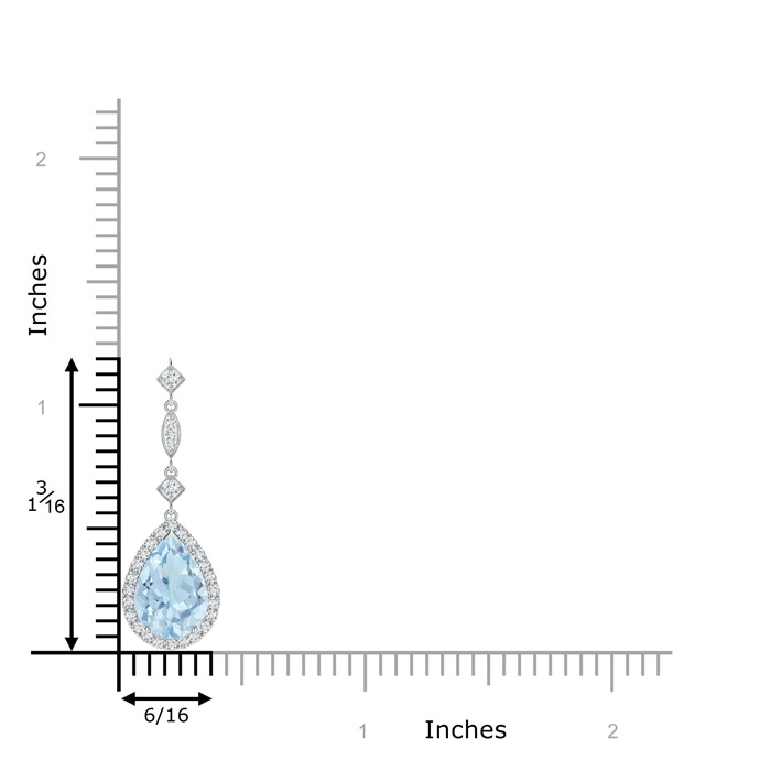 10x7mm AA Aquamarine Teardrop Pendant with Diamond Accents in P950 Platinum product image