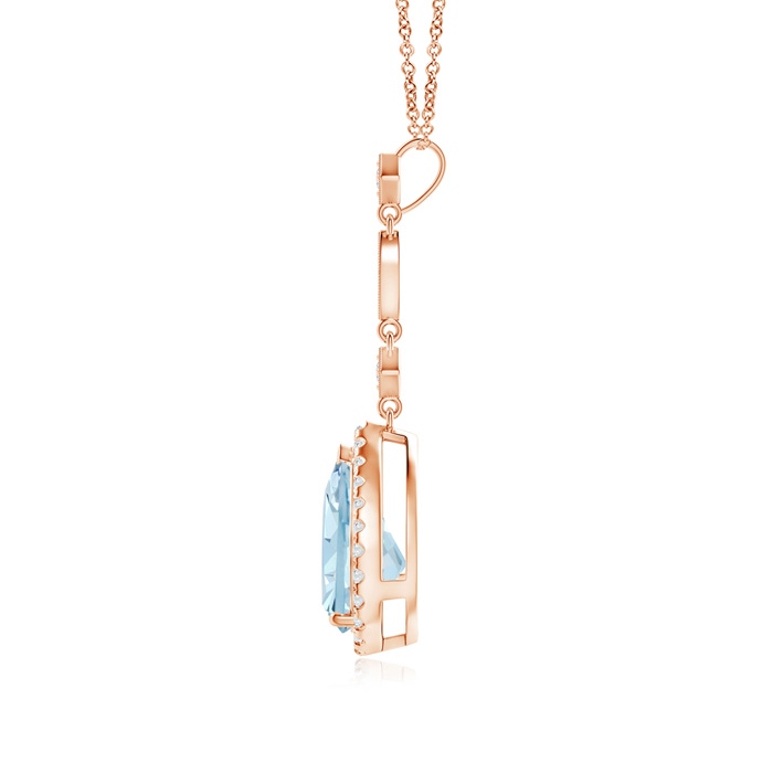 10x7mm AA Aquamarine Teardrop Pendant with Diamond Accents in Rose Gold product image