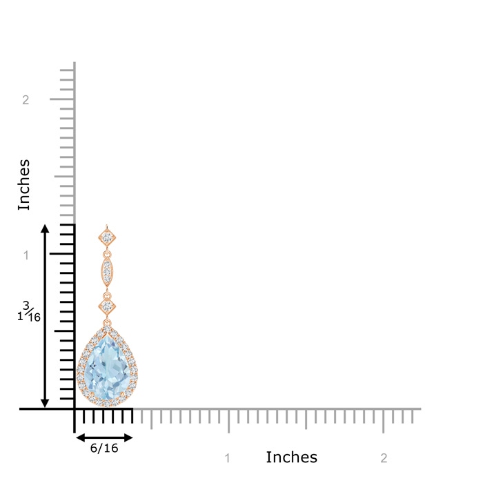 10x7mm AA Aquamarine Teardrop Pendant with Diamond Accents in Rose Gold product image