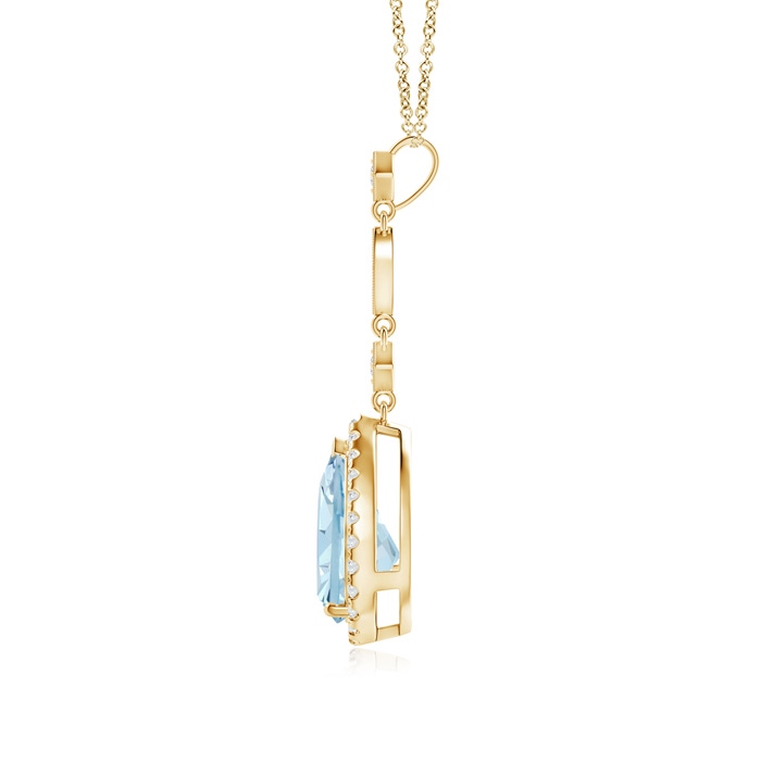 10x7mm AA Aquamarine Teardrop Pendant with Diamond Accents in Yellow Gold product image